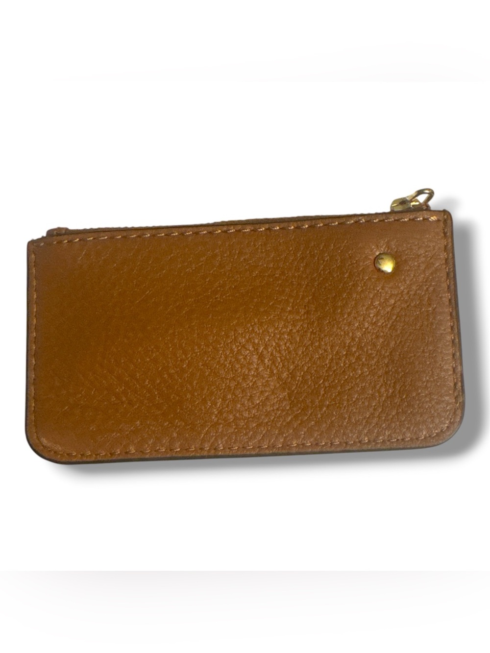 Michael Kors Brown Pebble Leather MK Zip Key Coin Case with Gold-tone Hardware - Picture 3 of 5